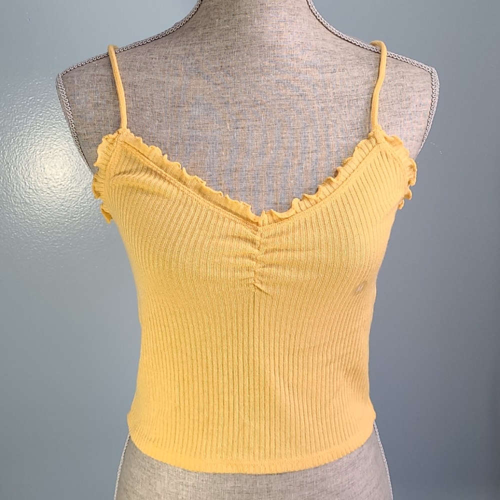 PacSun Me to We Yellow Ribbed Crop Tank Top Size Medium NWT